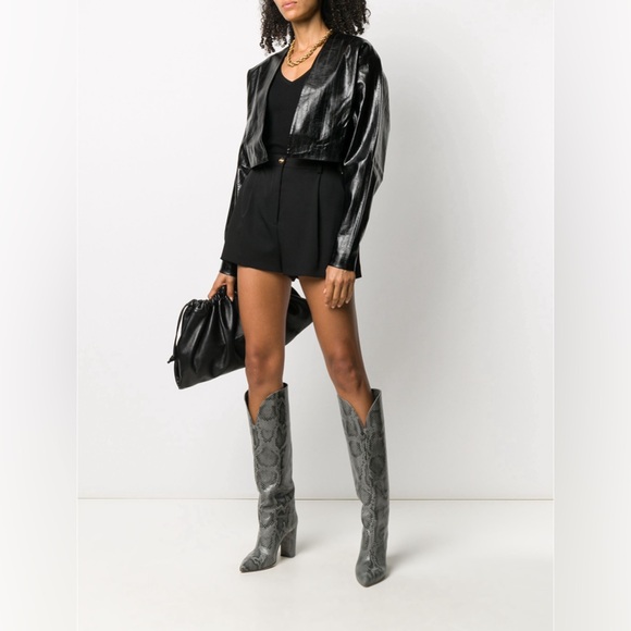 Rotate Birger Christensen Cropped Vegan Leather Jacket, Black, size 2 - Picture 5 of 15